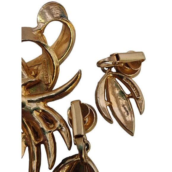 Vintage Signed Hollycraft Enamel and Rhinestone Brooch Set (A4786) - Picture 7 of 7